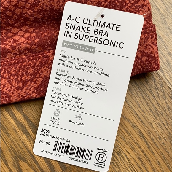 NWT Athleta Ultimate Snake Bra, size XS - Picture 2 of 5